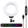 PULUZ 4.7 pulgadas 12cm Superficie curva USB 10 modos 8 colores RGBW Regulable LED Anillo Vlogging Fotografía Video Luces con trípode de bola (Negro)