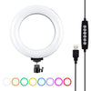 PULUZ 6.2 pulgadas 16cm USB 10 modos 8 colores RGBW Regulable LED Anillo Vlogging Fotografía Video Luces con trípode de bola (Negro)