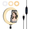 PULUZ 7,9 pulgadas 20 cm USB 3 modos Dimmable DUAL COLOR TEMPERATURA LED LED Curved Light Anillo Vlogging FOTOGRAFÍA FOTOGRAFÍA LUCES DE VIDEO CON PINZA DEL TELÉFONO (NEGRO)