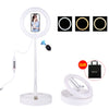 PULUZ 10.2 pulgadas 26cm USB 3 modos Regulable Temperatura de color dual LED Anillo curvo Vlogging Selfie Fotografía Video Luces con obturador remoto Bluetooth y soporte de escritorio plegable y abrazadera para teléfono (blanco)