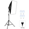 Kit de iluminación para fotografía con Softbox de estudio PULUZ de 50 x 70 cm + soporte para trípode de 2 m + 4 bombillas LED E27 de 20 W y 5700 K de luz blanca (enchufe europeo)