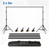 Soporte de fondo para estudio fotográfico de 2 x 3 m, grueso, con barra transversal (negro)