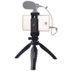 PULUZ Soporte de trípode de plástico para escritorio con abrazadera para teléfono y cabezal de trípode de ajuste para teléfonos inteligentes (negro)