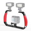PULUZ Asas dobles de silicona Plataforma de buceo subacuático de aleación de aluminio para GoPro, DJI OSMO Action, Insta360 y otras cámaras de acción (rojo)
