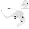 Lupa de 5 lentes 1.0X-3.5X con soporte para gafas, lupa para la cabeza con 2 luces LED, lupa para gafas, lupa (blanco)