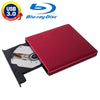 Unidad de Blu-ray regrabable de DVD / CD portátil de aleación de aluminio USB 3.0 para ODD / HDD SATA de 12,7 mm, Plug and Play (rojo)