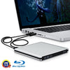 Unidad de Blu-ray regrabable de DVD / CD portátil de aleación de aluminio USB 3.0 para ODD / HDD SATA de 12,7 mm, Plug and Play (plateado)