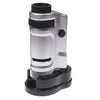 Microscopio de bolsillo con lente de zoom de aumento 20X - 40X con luz LED (plateado)