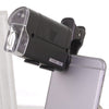 60x-100x veces Teléfono Microscopio Clip de lupa de lupa con luz LED (Negro)