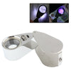 Lupa con revestimiento de metal completo 10X con 3 luces LED para detección de moneda e identificación de joyas (plata)