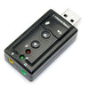 Adaptador de tarjeta de sonido de audio virtual 3D externo USB 2.0 de 7.1 canales (negro)