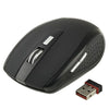 Ratón óptico inalámbrico 6D de 2.4 GHz 800 ~ 1600 DPI con mini receptor USB, Plug and Play, distancia de trabajo de hasta 10 metros (negro)