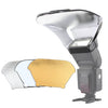 Difusor de flash de enfoque de rebote Speedlite de luz de flash superior de cámara universal FB-10X con reflector de luz de color extraíble de 3 piezas (negro)
