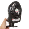 Hadata Ventilador recargable con batería de iones de litio / USB portátil de 4.3 pulgadas con ajuste y clip de tercer engranaje de viento (negro)
