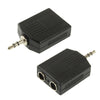 Adaptador de audio de 3,5 mm macho a 2 hembra de 6,35 mm (negro)
