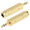 Enchufe chapado en oro de 3,5 mm a adaptador de enchufe estéreo de 6,35 mm