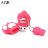 Disco flash USB 2.0 de silicona en forma de pata de oso de 8GB con taza antipolvo (ciruela roja)