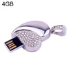 Disco flash USB con joyas de diamantes en forma de corazón de plata, especial para regalos del día de San Valentín (4 GB)