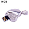 Disco flash USB con joyas de diamantes en forma de corazón de plata, especial para regalos del día de San Valentín (16 GB)