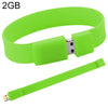 Pulseras de silicona de 2GB Disco flash USB 2.0 (verde)