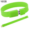Pulseras de silicona de 16GB Disco flash USB 2.0 (verde)