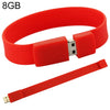 Pulseras de silicona de 8GB Disco flash USB 2.0 (rojo)