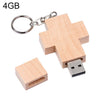 Disco flash USB estilo cruz de madera de 4 GB