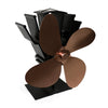 Ventilador de estufa de aleación de aluminio ecológico YL603 con 4 aspas para estufas de leña / gas / pellets (bronce)