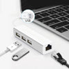 Adaptador de red Ethernet USB 2.0 + HUB USB de 3 puertos (blanco)