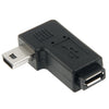 Adaptador Micro USB a Mini USB de 90 grados (negro)