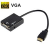 Cable de conversión de video de salida de audio HDMI a VGA + de 26 cm con cable de audio de 3,5 mm, compatible con Full HD 1080P (negro)