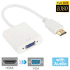 24cm Full HD 1080P HDMI a VGA + cable de salida de audio para computadora / DVD / decodificador digital / computadora portátil / teléfono móvil / reproductor multimedia (blanco)