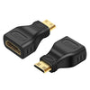 Adaptador Mini HDMI macho a HDMI hembra de 19 pines chapado en oro (negro)