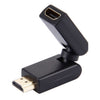 Adaptador giratorio HDMI de 19 pines macho a hembra de 360 grados (chapado en oro) (negro)