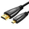 El varón micro plateado oro de 1.5m 3D 1080P HDMI al cable masculino de HDMI para el teléfono móvil, cámaras, GoPro