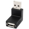 Adaptador USB 2.0 AM a AF con ángulo de 90 grados (negro)