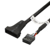 Placa base USB 2.0 de 9 pines hembra a USB 3.0 de 19 pines Cable adaptador macho, longitud: 15 cm (negro)