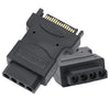 Adaptador SATA de 15 pines macho a 4 pines hembra (negro)