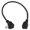 Cable adaptador mini USB macho a mini USB hembra de 90 grados, longitud: 25 cm