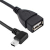 Cable adaptador mini USB macho a USB 2.0 AF de 90 grados con función OTG, longitud: 25 cm