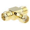 Adaptador SMA hembra a 2 SMA hembra chapado en oro (dorado)