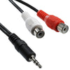 Cable de audio en Y de 2 RCA hembra a conector macho de 3,5 mm, longitud: 20 cm