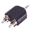 Adaptador de audio Y de 2 RCA macho a conector macho de 3,5 mm (negro)
