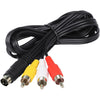 Adaptador convertidor de cable macho de 4 pines S-Video a 3 RCA AV TV, longitud: 1,5 m (negro)