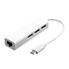 Adaptador Ethernet USB-C 3.1 / Type-C de 13 cm a 100 Mbps con concentrador USB 2.0 de 3 puertos, Para MacBook de 12 pulgadas / Chromebook Pixel 2015 (blanco)