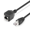 Cable de extensión de red RJ45 hembra a macho Cat, longitud: 30 cm (negro)
