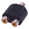 Adaptador RCA hembra a 2 RCA hembra (negro)