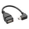 Cable adaptador de 90 grados Mini USB macho a USB 2.0 AF con función OTG, longitud: 13 cm (negro)