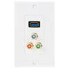 Enchufe hembra USB 3.0 + 3 enchufes hembra RCA Panel de placa de pared