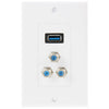 Panel de placa de pared de enchufe hembra USB 3.0 + enchufes hembra 3 F
